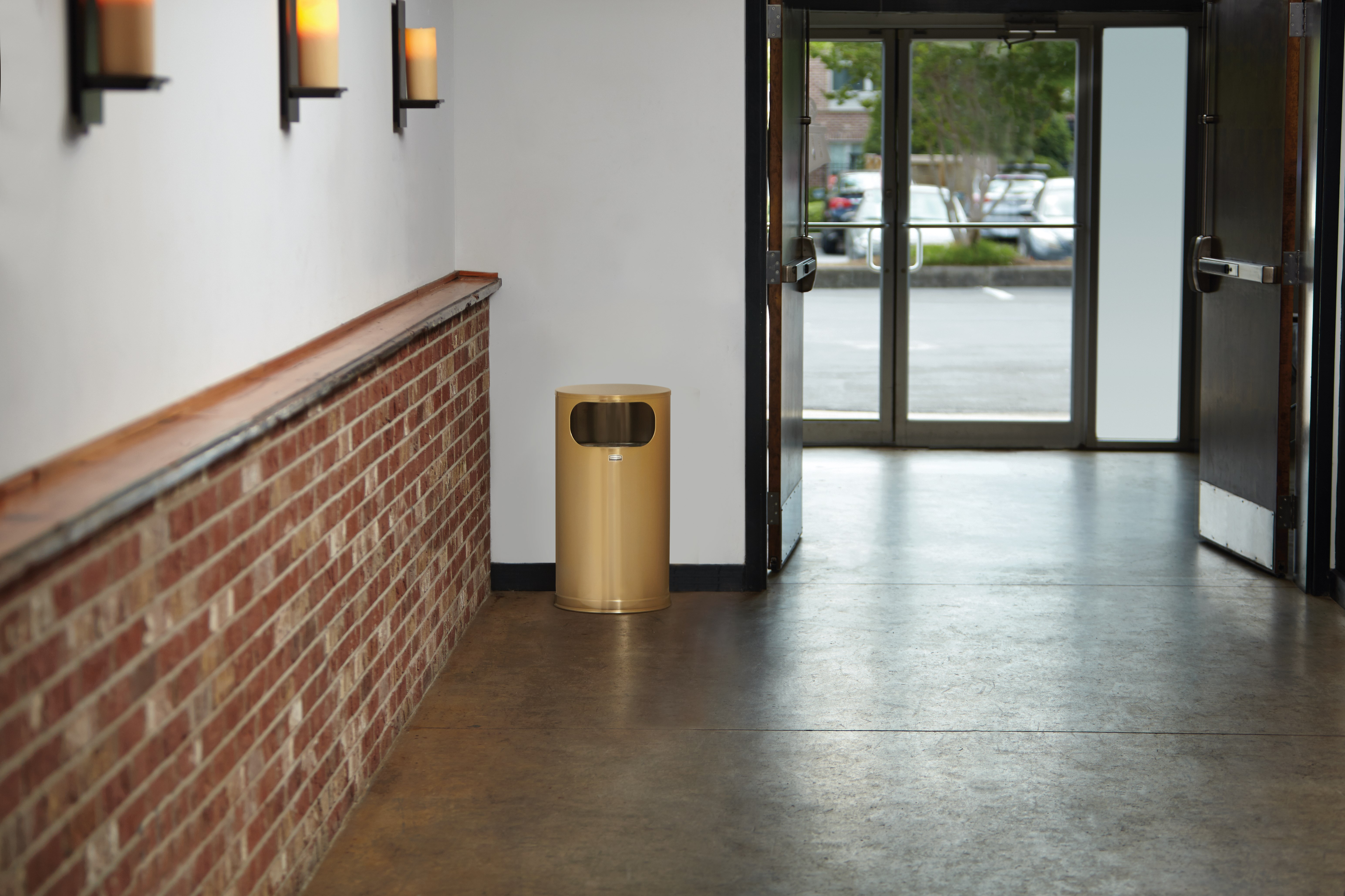 The Metallic Series 12 Gallon FGSO16 Indoor Waste Container is made from heavy-gauge, fire-safe steel with a sleek design that blends nicely with upscale interiors.