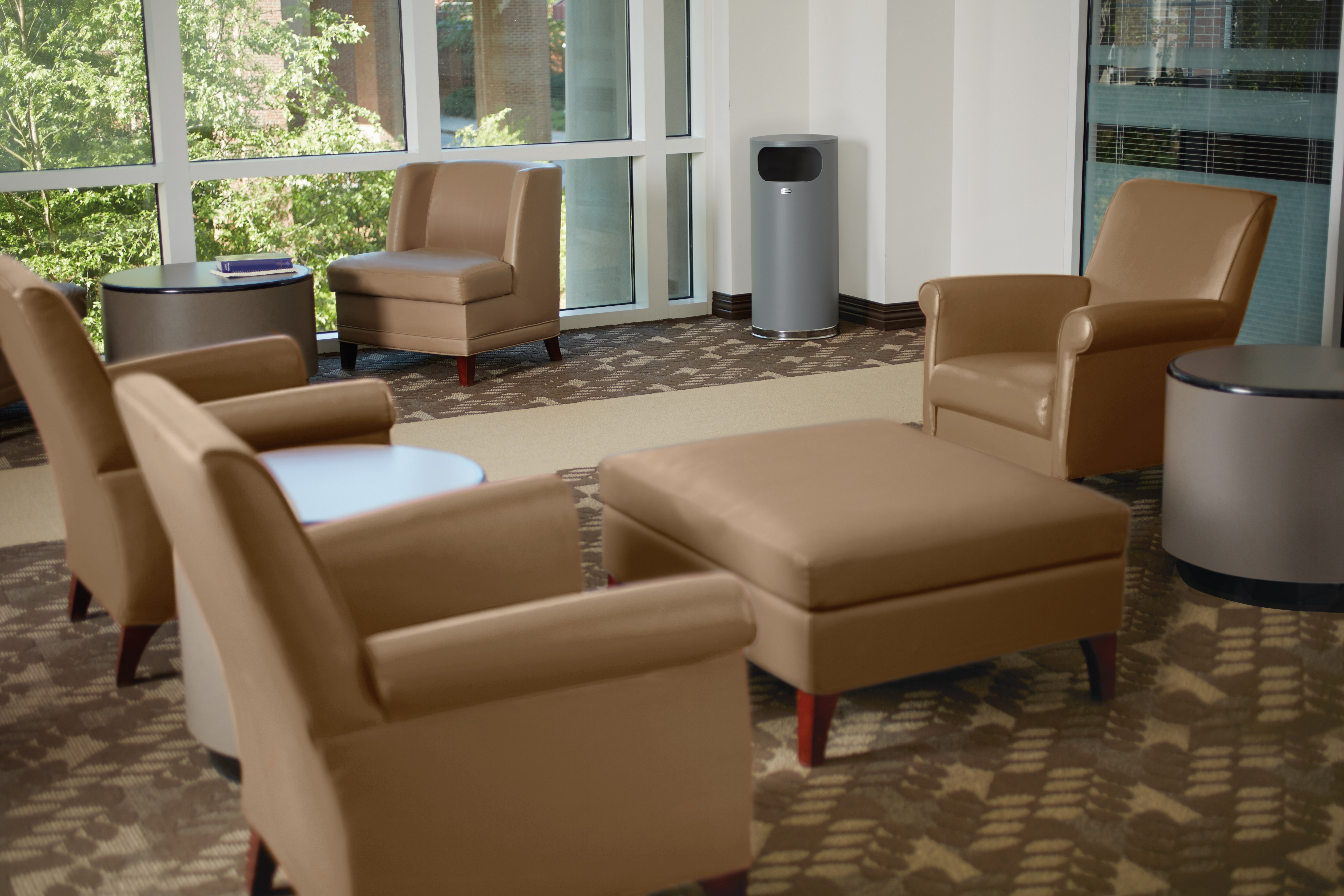 The Metallic Series 12 Gallon FGSO16 Indoor Waste Container is made from heavy-gauge, fire-safe steel with a sleek design that blends nicely with upscale interiors.