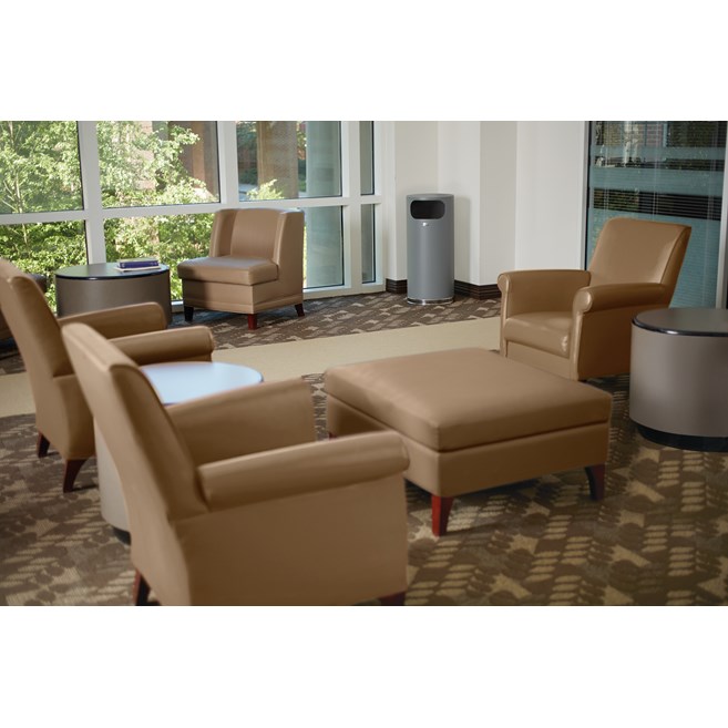 The Metallic Series 12 Gallon FGSO16 Indoor Waste Container is made from heavy-gauge, fire-safe steel with a sleek design that blends nicely with upscale interiors.