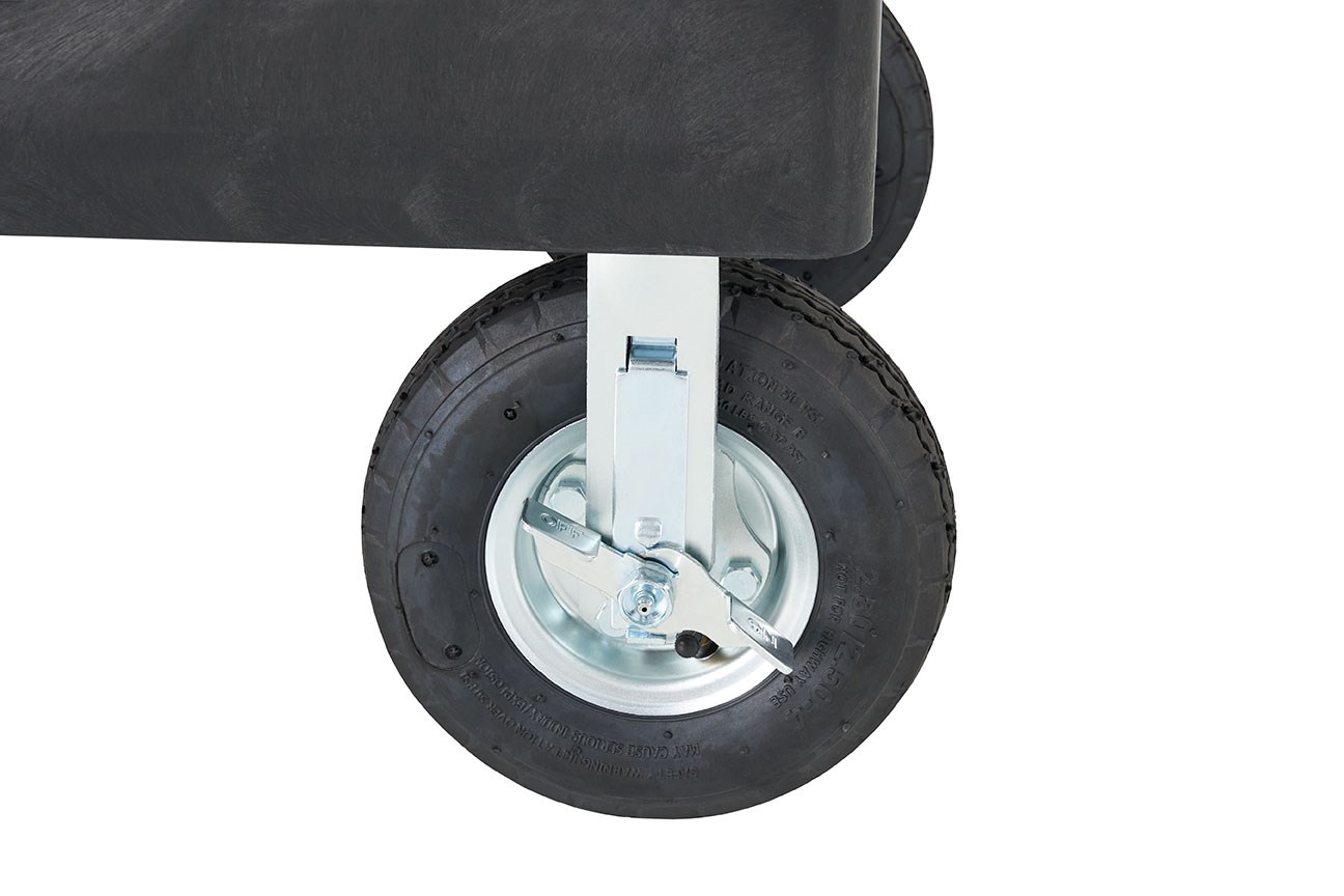 The BRUTE Heavy Duty Utility Cart with lipped shelves is a durable versatile cart that is ideal for transporting materials, supplies, and heavy loads up to 500 lbs. The lipped shelves prevent items from falling off the cart and features an integrated V-notch to hold pipe and conduit securely for safe cutting.