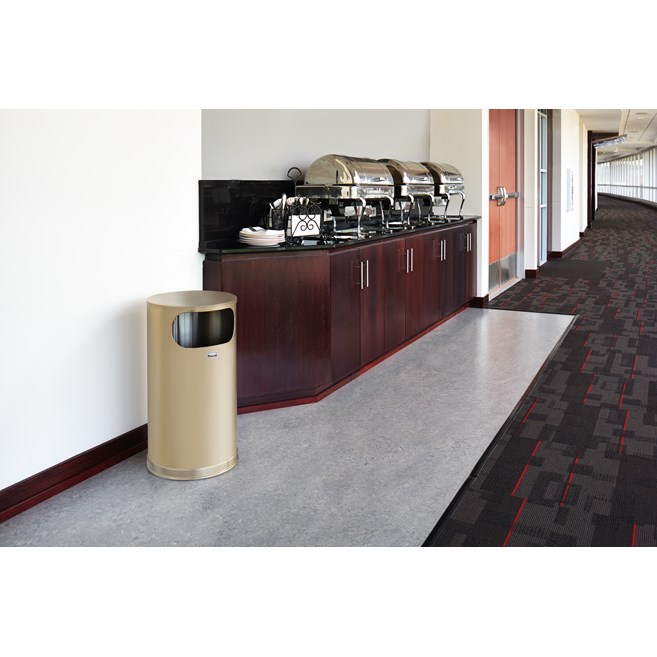 The Metallic Series 12 Gallon FGSO16 Indoor Waste Container is made from heavy-gauge, fire-safe steel with a sleek design that blends nicely with upscale interiors.