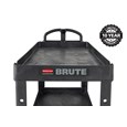 The BRUTE Heavy-Duty Utility Cart with Lipped Shelf transports materials, supplies, and heavy loads securely with up to 500 lbs. load capacity. The lipped shelves prevents items from falling off the cart and features an integrated V-notch to hold pipe and conduit securely for safe cutting.