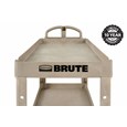 The BRUTE Heavy-Duty Utility Cart with Lipped Shelf transports materials, supplies, and heavy loads securely with up to 500 lbs. load capacity. The lipped shelves prevents items from falling off the cart and features an integrated V-notch to hold pipe and conduit securely for safe cutting.