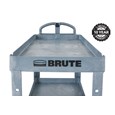 The BRUTE Heavy-Duty Utility Cart with Lipped Shelf transports materials, supplies, and heavy loads securely with up to 500 lbs. load capacity. The lipped shelves prevents items from falling off the cart and features an integrated V-notch to hold pipe and conduit securely for safe cutting.