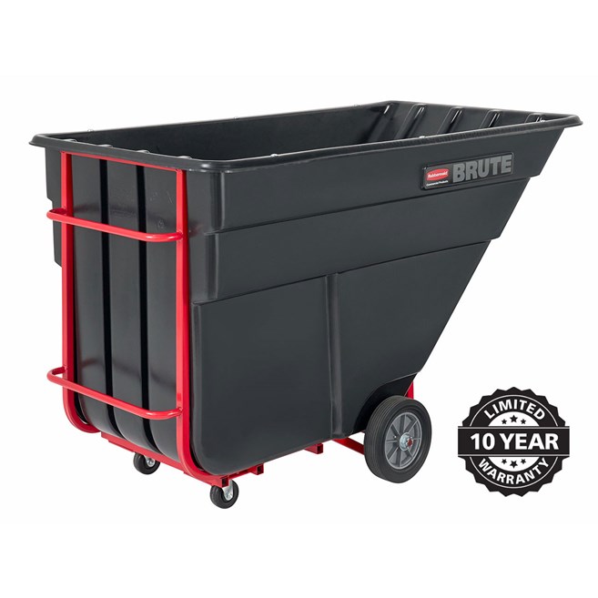 heavy-duty waste tilt cart rear handle and wheeled frame
