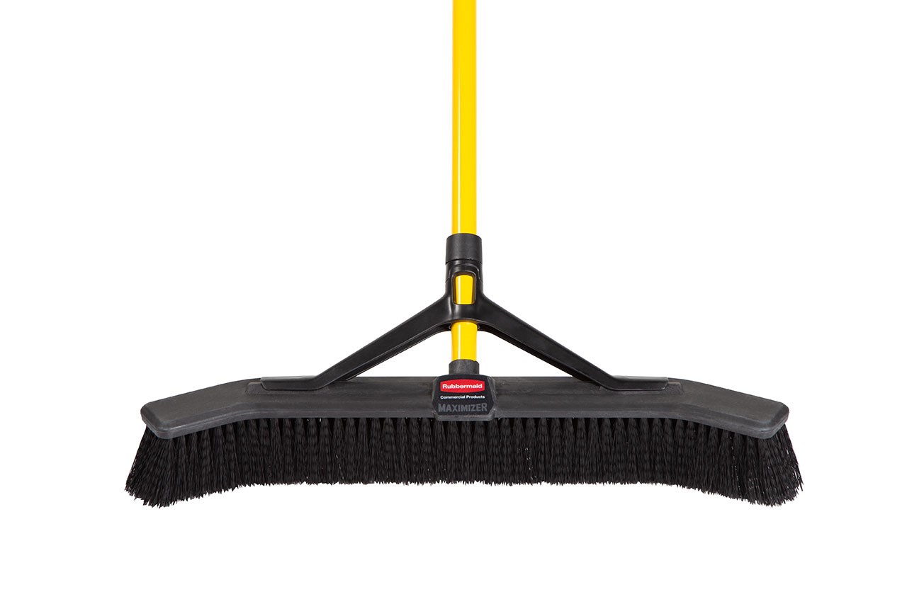 The Maximizer 24" Push to Center Push Broom features unique angled sides that capture more debris per stroke  (vs standard RCP push brooms) reducing the time needed to sweep and collect debris.