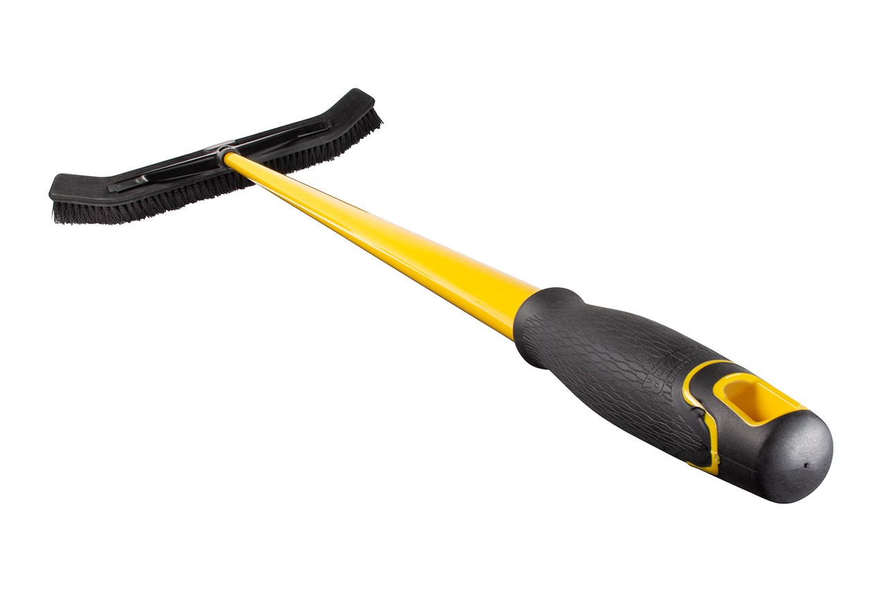 The Maximizer 24" Push to Center Push Broom features unique angled sides that capture more debris per stroke  (vs standard RCP push brooms) reducing the time needed to sweep and collect debris.