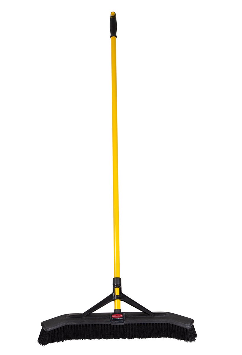 The Maximizer 24" Push to Center Push Broom features unique angled sides that capture more debris per stroke  (vs standard RCP push brooms) reducing the time needed to sweep and collect debris.