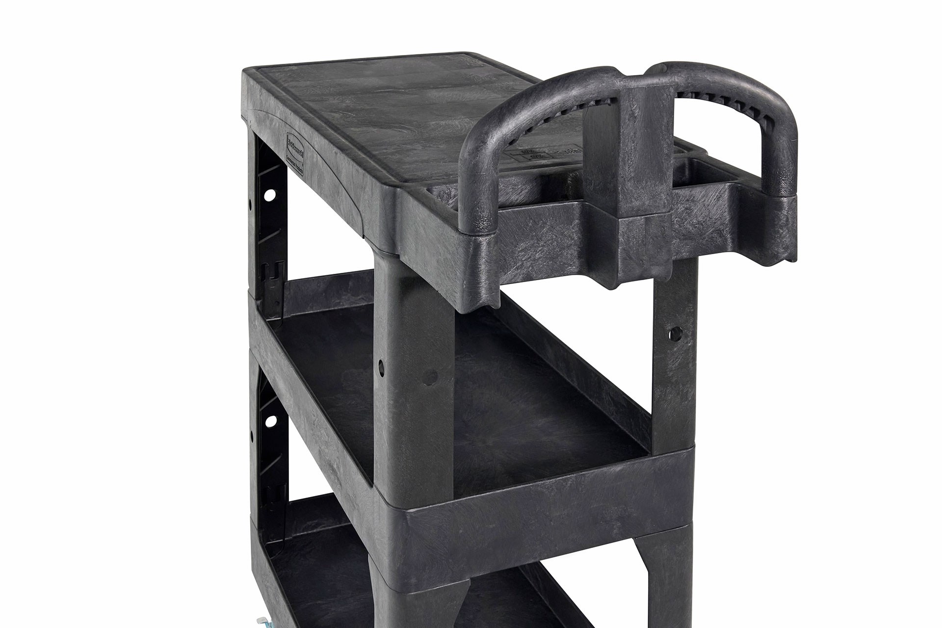 The BRUTE Heavy Duty 3-Shelf Utility Cart with a flat shelf is a durable versatile cart that is ideal for transporting materials, supplies, and heavy loads up to 600 lbs.