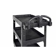 The BRUTE Heavy Duty 3-Shelf Utility Cart with a lipped shelves is a durable versatile cart that is ideal for transporting materials, supplies, and heavy loads up to 600 lb.