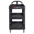 The BRUTE Heavy Duty 3-Shelf Utility Cart with a lipped shelves is a durable versatile cart that is ideal for transporting materials, supplies, and heavy loads up to 600 lb.