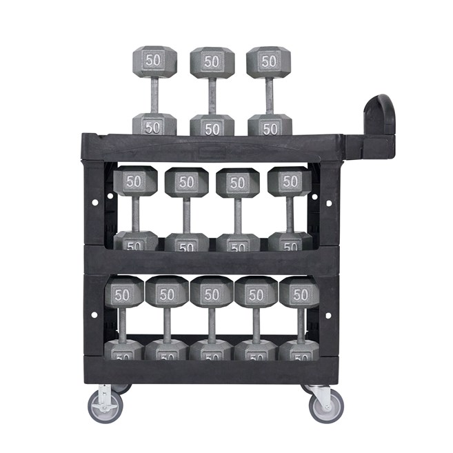 The BRUTE Heavy Duty 3-Shelf Utility Cart with a lipped shelves is a durable versatile cart that is ideal for transporting materials, supplies, and heavy loads up to 600 lb.