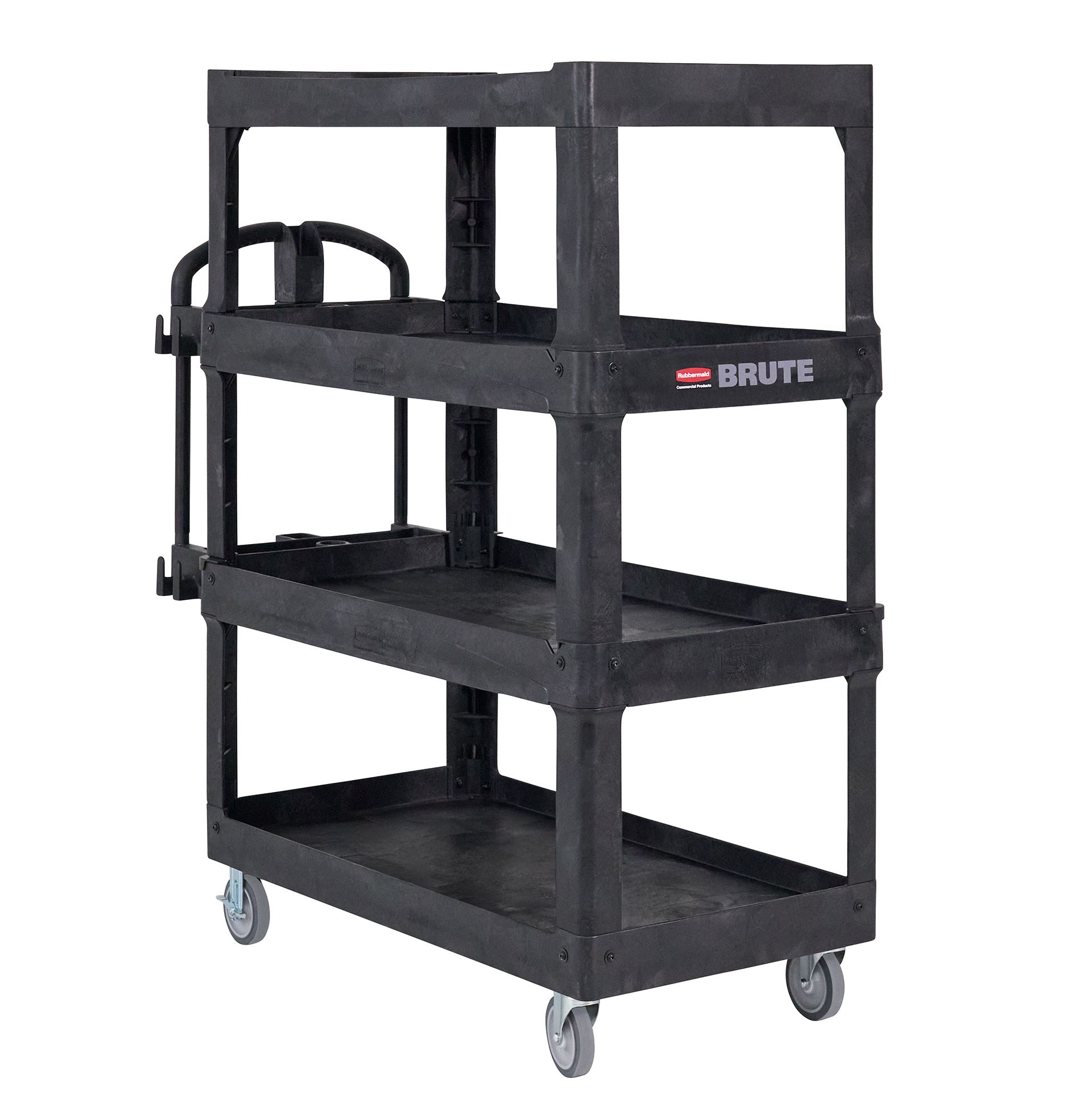BRUTE 4-Shelf Heavy-Duty Ergo Utility Cart, 700 lb. Capacity, Black