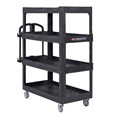 The BRUTE 4-Shelf Heavy-Duty Ergo Utility Cart provides 2X the storage capacity* to help move more materials efficiently throughout a facility.