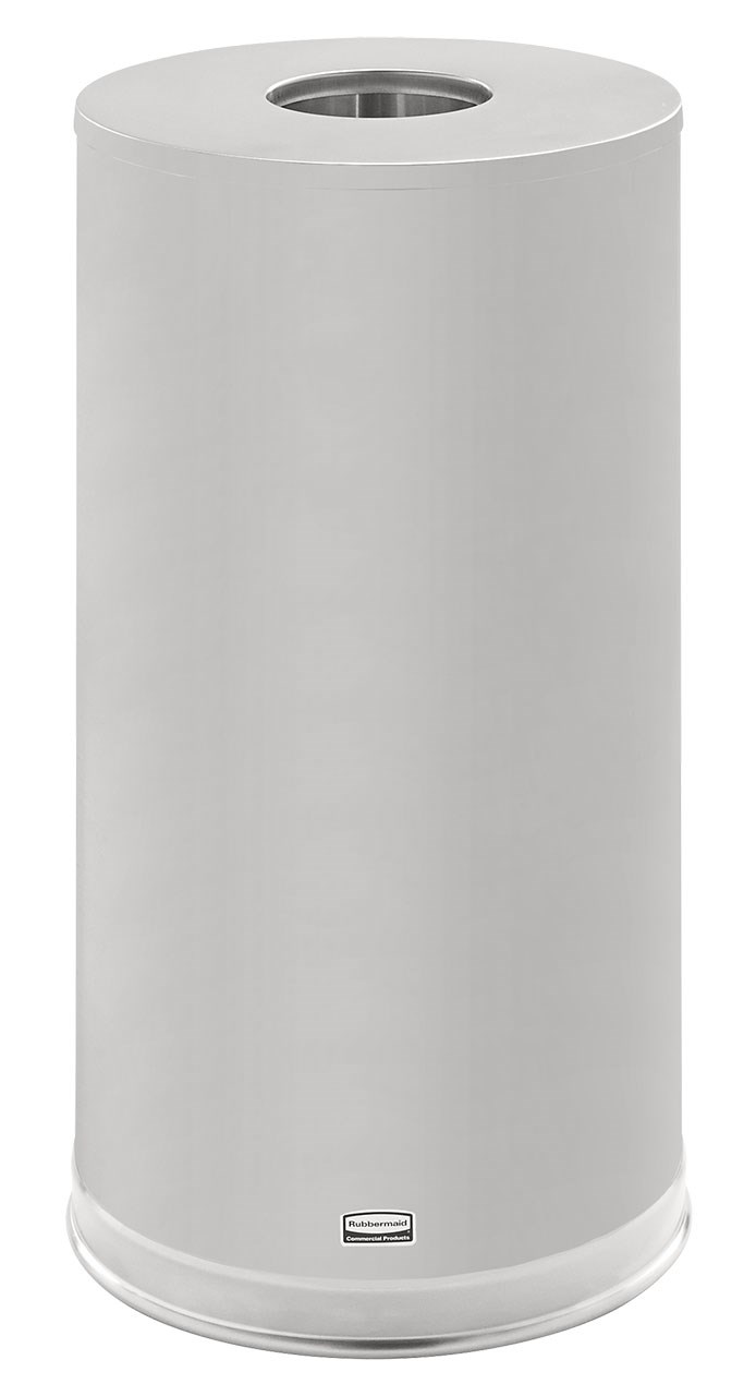 The Metallic Series 15 Gallon FGCC16 Indoor Waste Container has a sleek design that blends nicely with upscale interiors.