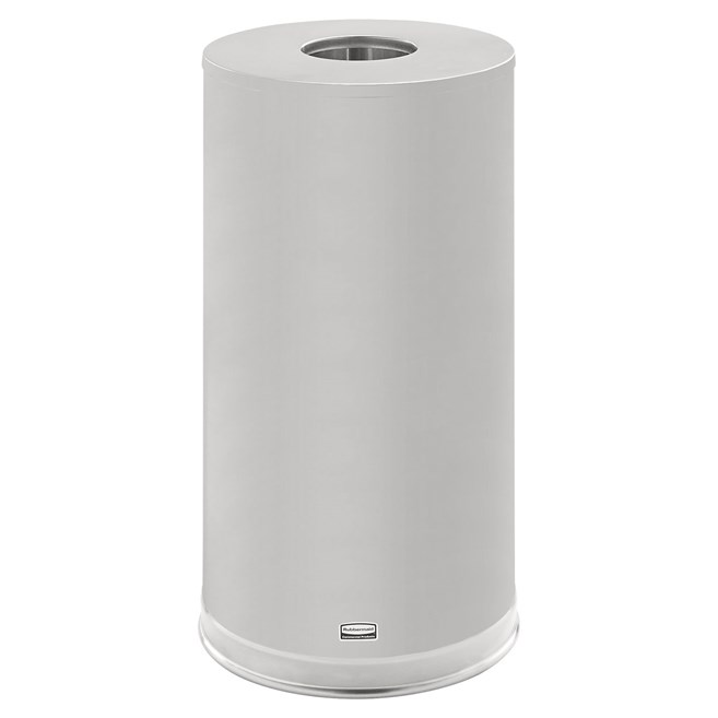The Metallic Series 15 Gallon FGCC16 Indoor Waste Container has a sleek design that blends nicely with upscale interiors.