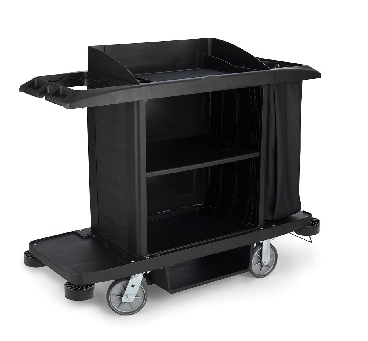 Executive Full Size Housekeeping Cart – Traditional, Black