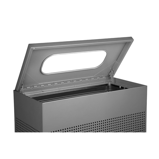 The sleek Silhouettes 22.5 Gallon FGSR18 Decorative Rectangle Indoor Waste Container has a contemporary perforated pattern designed to seamlessly and beautifully blend with modern facilities and environments. High-quality materials and craftsmanship ensure containers can withstand the rigors of everyday use.