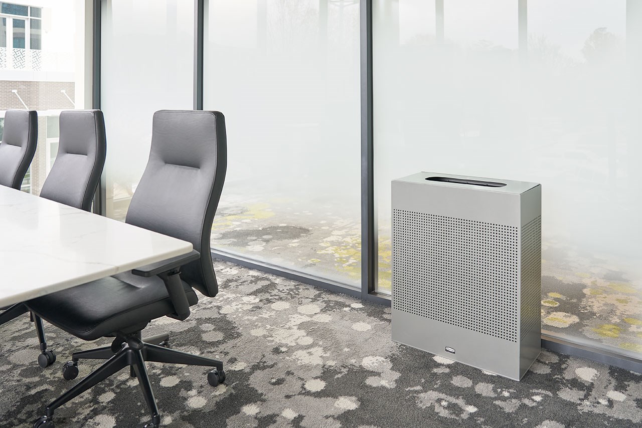 The sleek Silhouettes 22.5 Gallon FGSR18 Decorative Rectangle Indoor Waste Container has a contemporary perforated pattern designed to seamlessly and beautifully blend with modern facilities and environments. High-quality materials and craftsmanship ensure containers can withstand the rigors of everyday use.