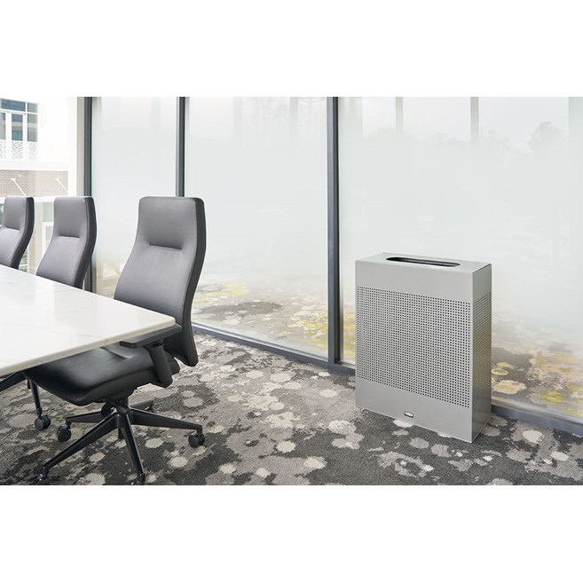 The sleek Silhouettes 22.5 Gallon FGSR18 Decorative Rectangle Indoor Waste Container has a contemporary perforated pattern designed to seamlessly and beautifully blend with modern facilities and environments. High-quality materials and craftsmanship ensure containers can withstand the rigors of everyday use.