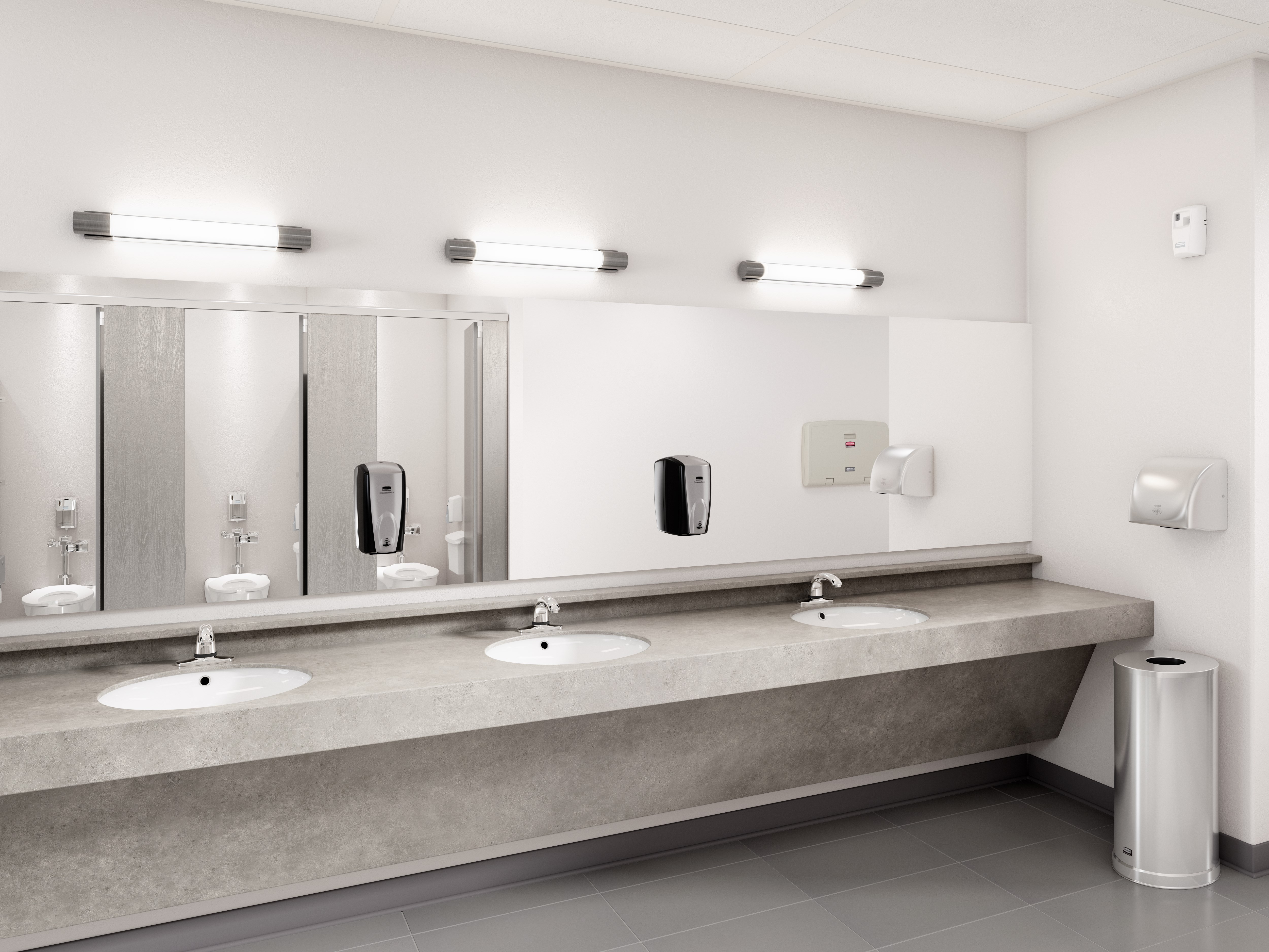 The AutoFoam Dispenser is a touch-free, wall-mounted system that dispenses controlled amounts of foam soap or sanitizer automatically to help prevent the spread of germs.
