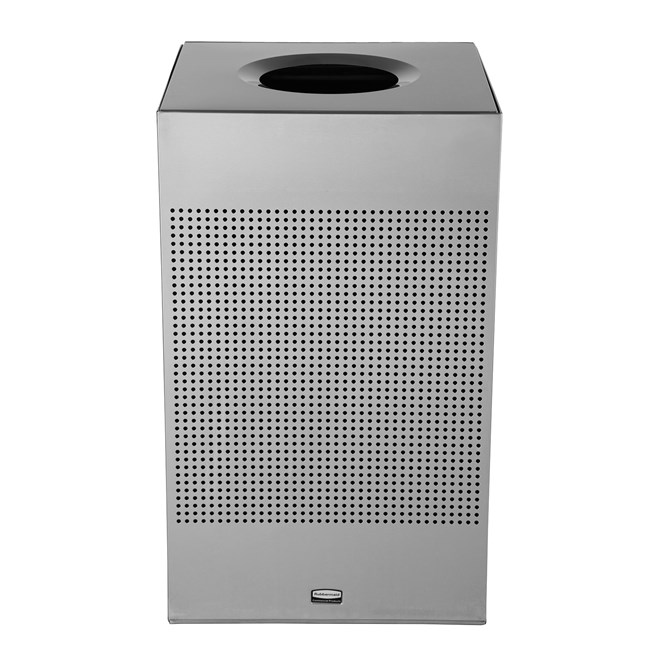 The sleek Silhouettes 20 Gallon FGSC18 Decorative Square Indoor Waste Container has a contemporary perforated pattern designed to seamlessly and beautifully blend with modern facilities and environments. High-quality materials and craftsmanship ensure containers can withstand the rigors of everyday use.