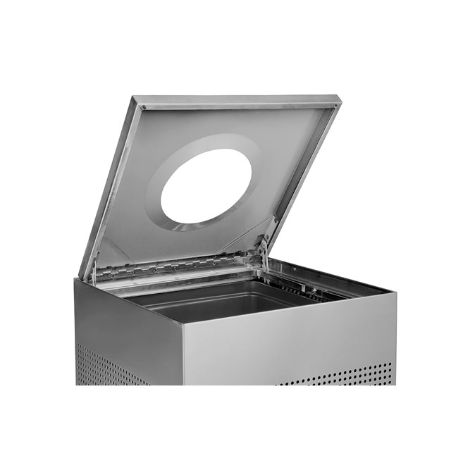 The sleek Silhouettes 20 Gallon FGSC18 Decorative Square Indoor Waste Container has a contemporary perforated pattern designed to seamlessly and beautifully blend with modern facilities and environments. High-quality materials and craftsmanship ensure containers can withstand the rigors of everyday use.