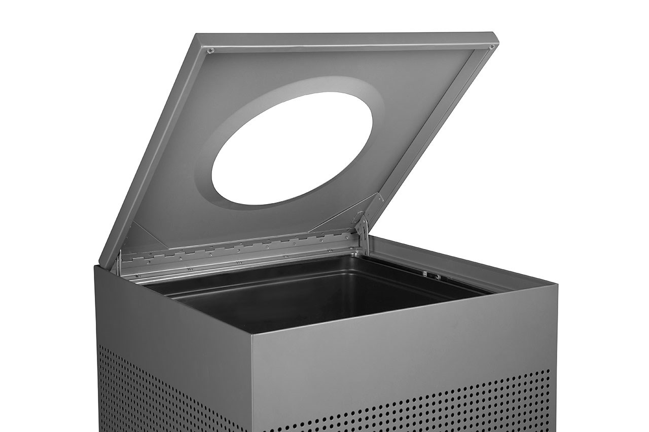 The sleek Silhouettes 40 Gallon FGSC22 Decorative Square Indoor Waste Container has a contemporary perforated pattern designed to seamlessly and beautifully blend with modern facilities and environments. High-quality materials and craftsmanship ensure containers can withstand the rigors of everyday use.