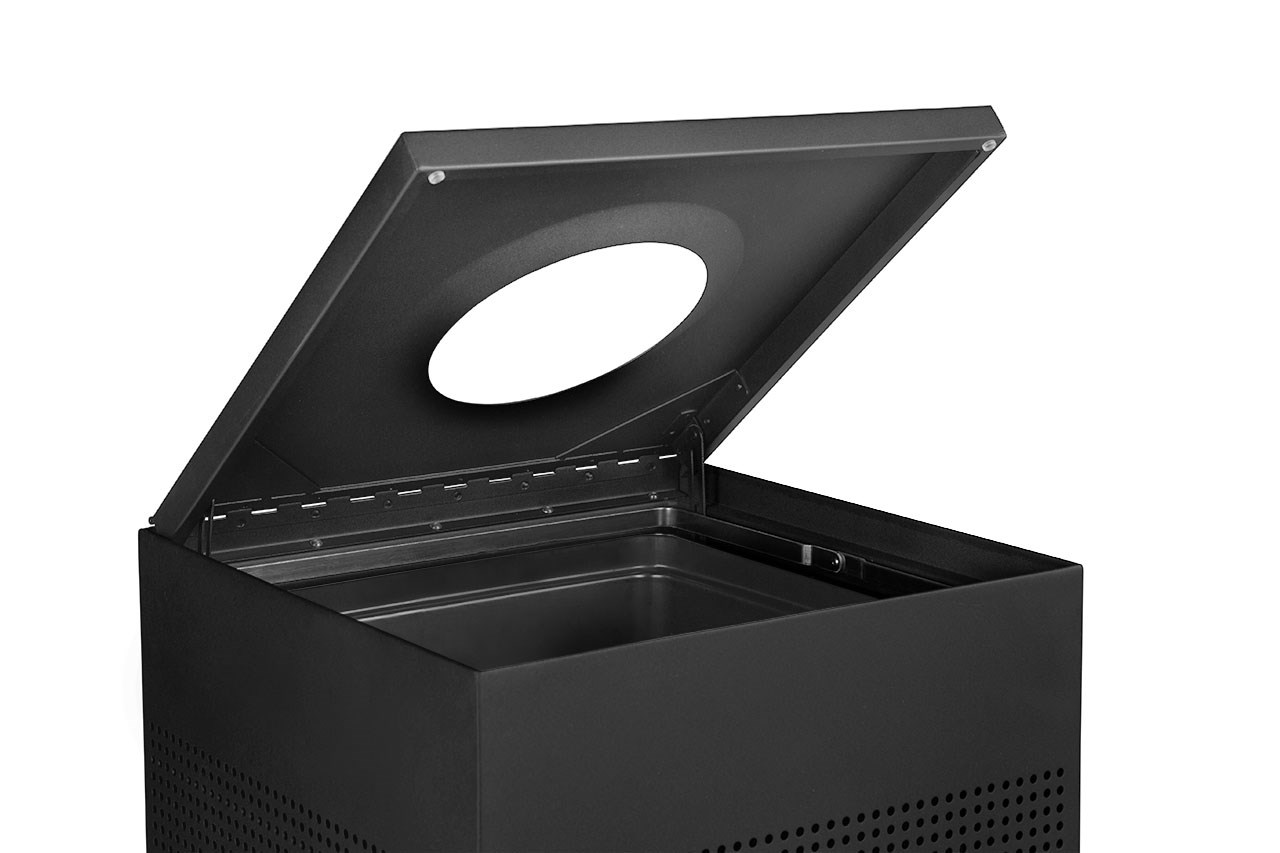 The sleek Silhouettes 20 Gallon FGSC18 Decorative Square Indoor Waste Container has a contemporary perforated pattern designed to seamlessly and beautifully blend with modern facilities and environments. High-quality materials and craftsmanship ensure containers can withstand the rigors of everyday use.