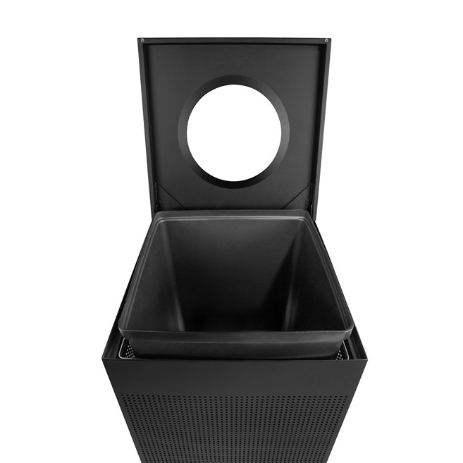 The sleek Silhouettes 40 Gallon FGSC22 Decorative Square Indoor Waste Container has a contemporary perforated pattern designed to seamlessly and beautifully blend with modern facilities and environments. High-quality materials and craftsmanship ensure containers can withstand the rigors of everyday use.