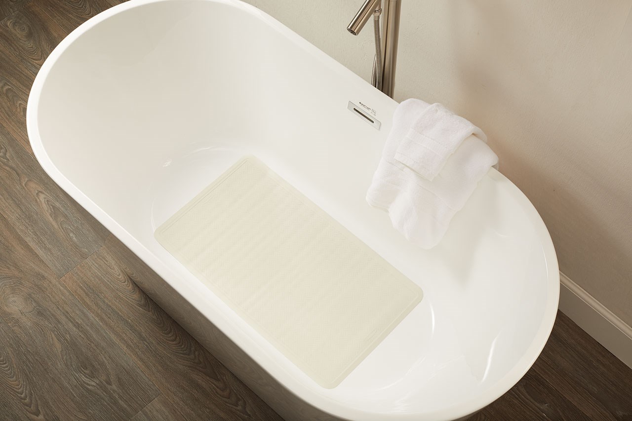 Safti-Grip® Bath Mat is perfect for a shower stall or bathtub. Suction-backed to stay firmly in place.