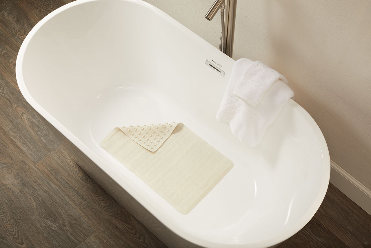 Safti-Grip® Bath Mat is perfect for a shower stall or bathtub. Suction-backed to stay firmly in place.
