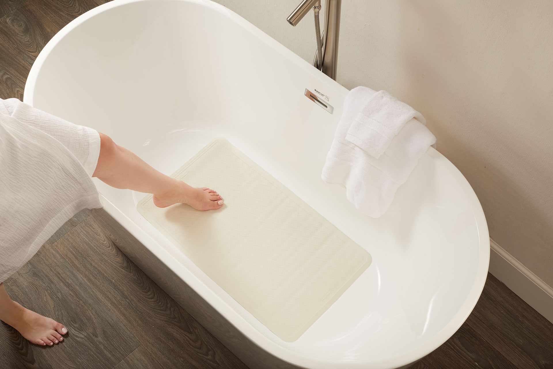 Safti-Grip® Bath Mat is perfect for a shower stall or bathtub. Suction-backed to stay firmly in place.