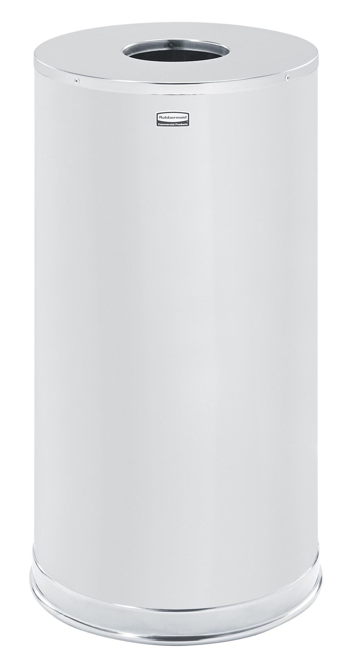 The Metallic Series 15 Gallon FGCC16 Indoor Waste Container has a sleek design that blends nicely with upscale interiors.