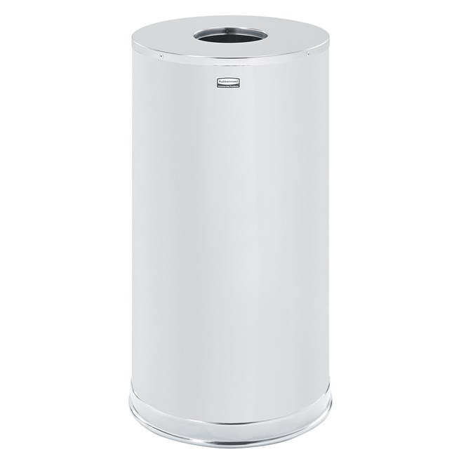 The Metallic Series 15 Gallon FGCC16 Indoor Waste Container has a sleek design that blends nicely with upscale interiors.