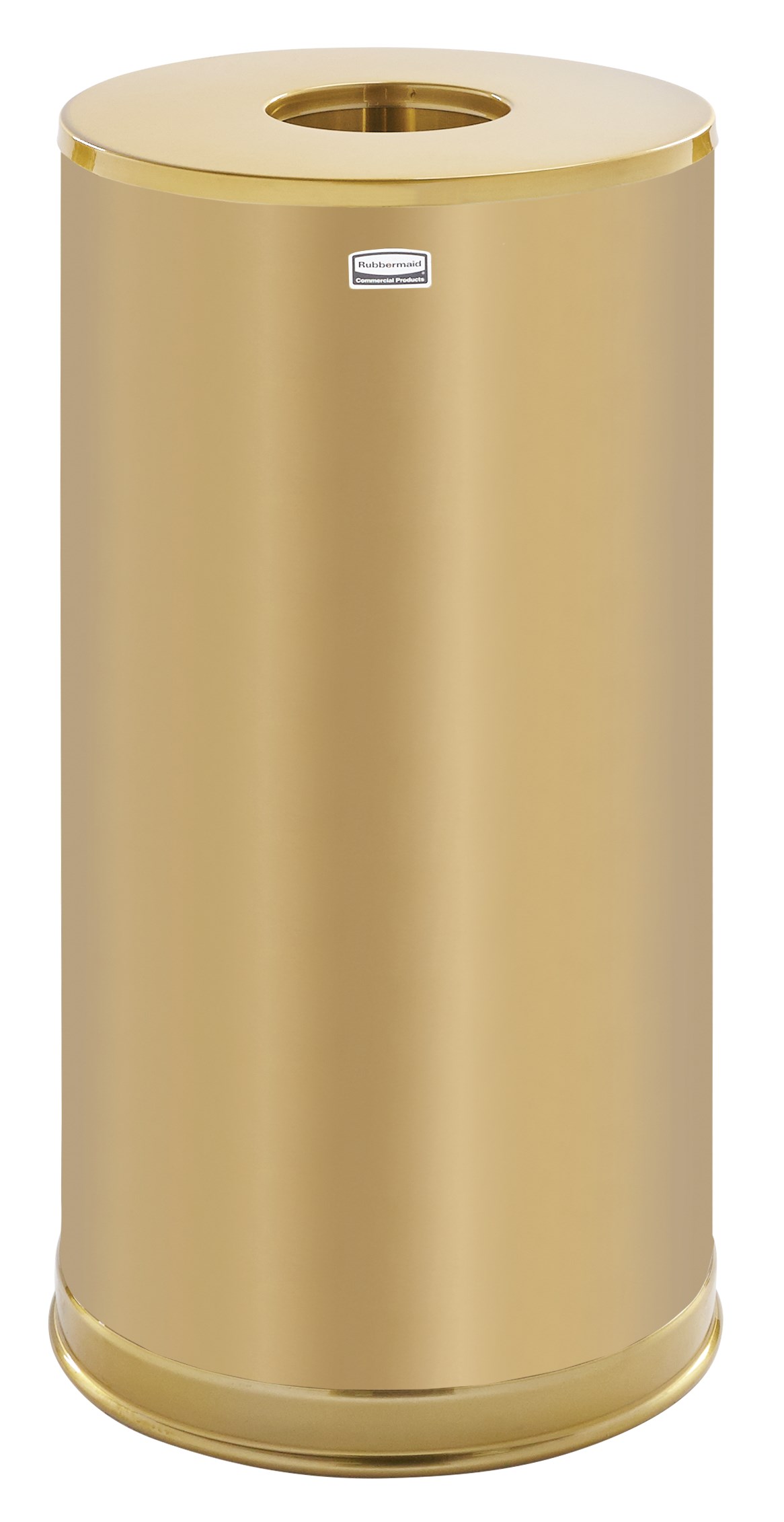 The Metallic Series 15 Gallon FGCC16 Indoor Waste Container has a sleek design that blends nicely with upscale interiors.