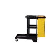 The Traditional Janitorial Cleaning Cart with zippered yellow vinyl bag collects waste and transports tools for efficient cleaning.