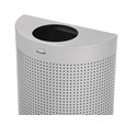 The Half Rounds Series indoor decorative waste container fits flush against walls to conserve space and reduce obstructions in high-traffic areas. The sleek and functional design of this receptacle blends seamlessly with upscale and modern indoor facilities.