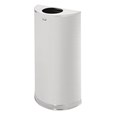 The Half Rounds Series indoor decorative waste container fits flush against walls to conserve space and reduce obstructions in high-traffic areas. The sleek and functional design of this receptacle blends seamlessly with upscale and modern indoor facilities.