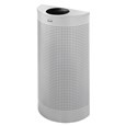 The Half Rounds Series indoor decorative waste container fits flush against walls to conserve space and reduce obstructions in high-traffic areas. The sleek and functional design of this receptacle blends seamlessly with upscale and modern indoor facilities.