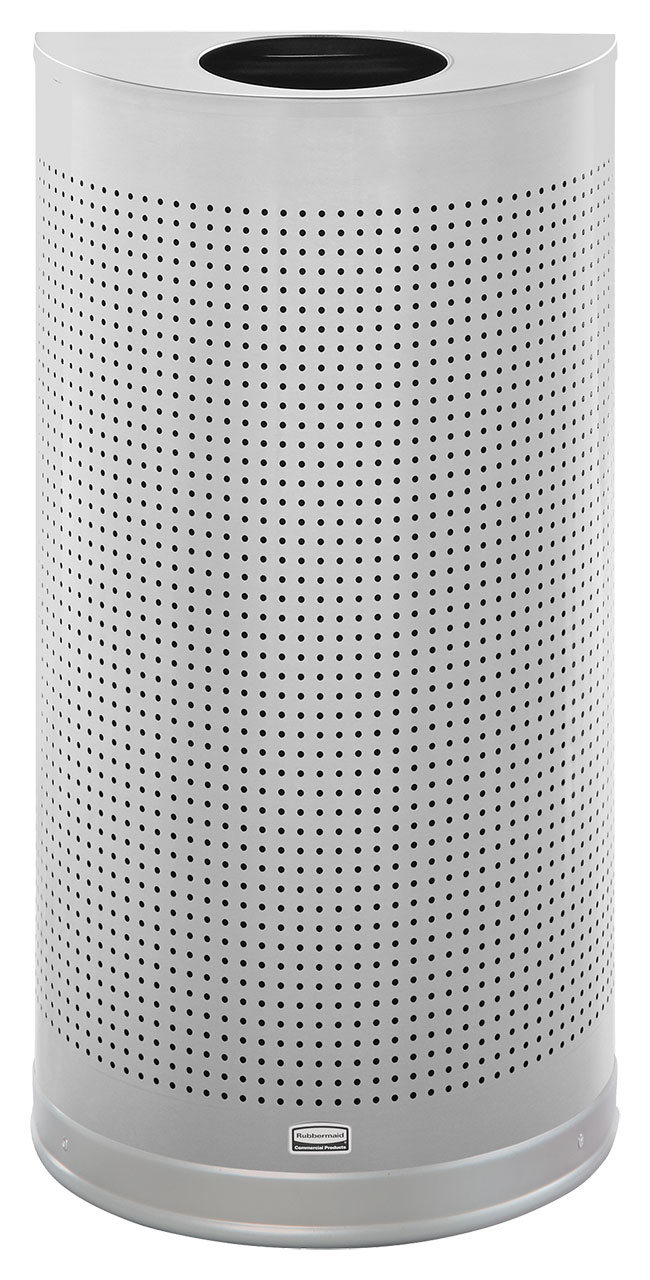 The sleek Half Round 45 l FGSH12 Decorative Half-Round Indoor Waste Container has a contemporary perforated designed to seamlessly and beautifully blend with modern facilities and environments.