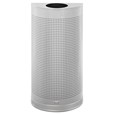 The Half Rounds Series indoor decorative waste container fits flush against walls to conserve space and reduce obstructions in high-traffic areas. The sleek and functional design of this receptacle blends seamlessly with upscale and modern indoor facilities.