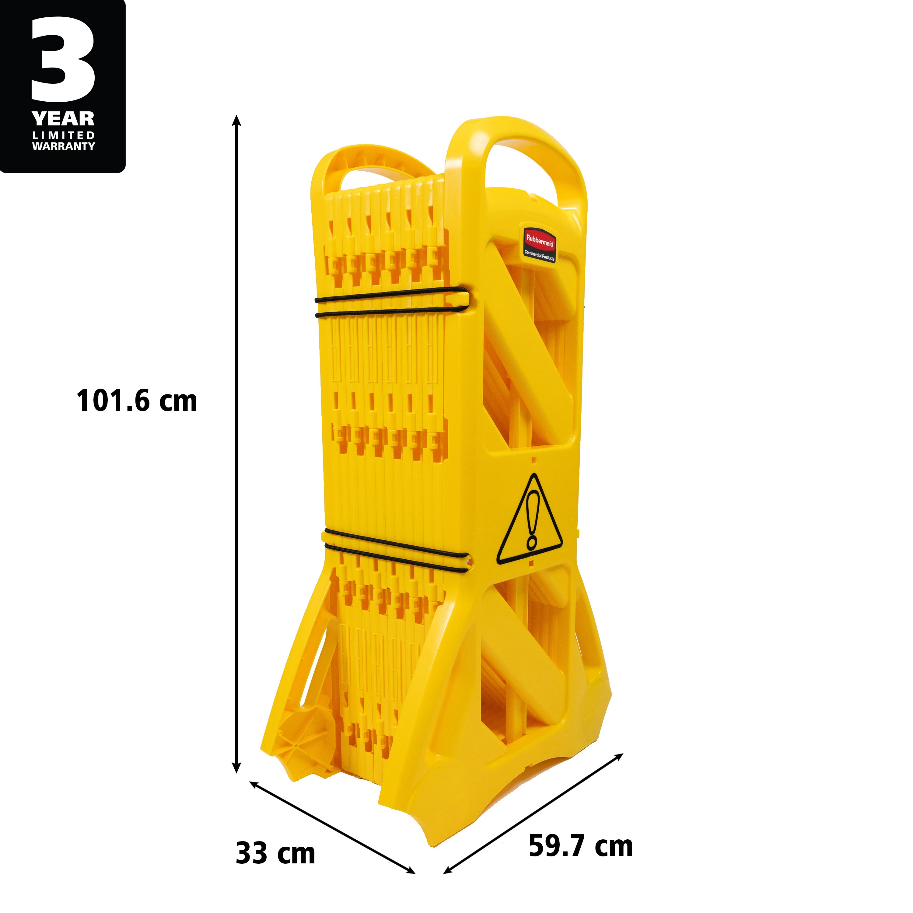 Rubbermaid Commercial Products Plastic Foldable Safety Barrier | 4m Length | For Spills, Maintenance & Construction | Yellow | FG9S1100YEL