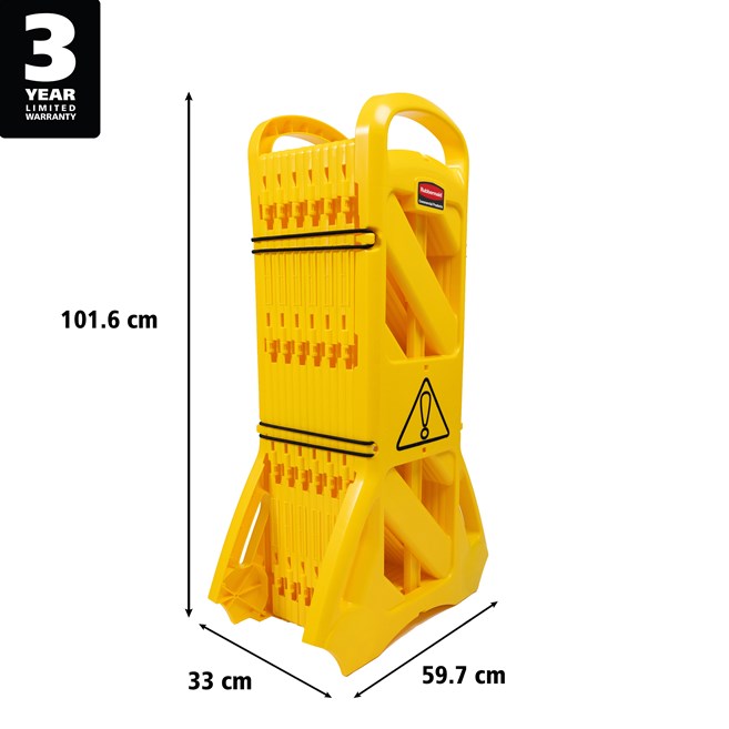 Rubbermaid Commercial Products Plastic Foldable Safety Barrier | 4m Length | For Spills, Maintenance & Construction | Yellow | FG9S1100YEL