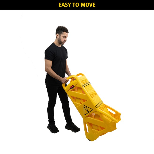 Rubbermaid Commercial Products Plastic Foldable Safety Barrier | 4m Length | For Spills, Maintenance & Construction | Yellow | FG9S1100YEL
