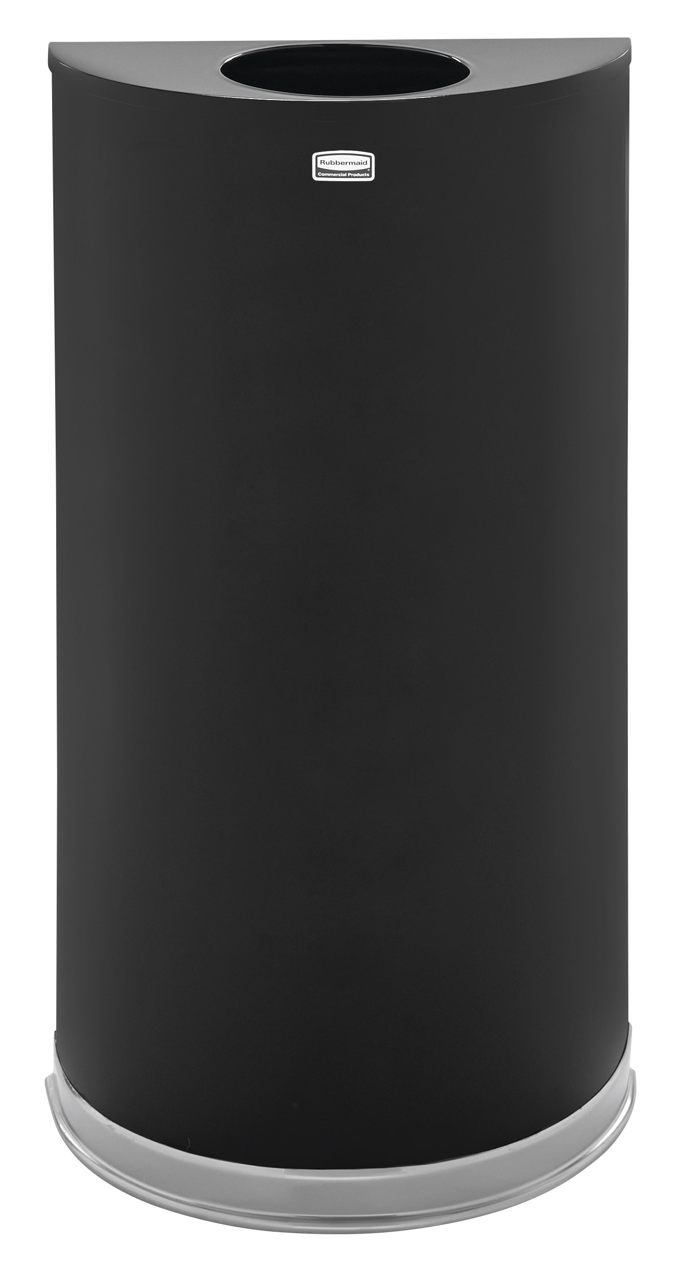 The Half Rounds Series indoor decorative waste container fits flush against walls to conserve space and reduce obstructions in high-traffic areas. The sleek and functional design of this receptacle blends seamlessly with upscale and modern indoor facilities.