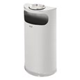 The Half Rounds Series indoor decorative waste container fits flush against walls to conserve space and reduce obstructions in high-traffic areas. The sleek and functional design of this receptacle blends seamlessly with upscale and modern indoor facilities.