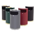 The Half Rounds Series indoor decorative waste container fits flush against walls to conserve space and reduce obstructions in high-traffic areas. The sleek and functional design of this receptacle blends seamlessly with upscale and modern indoor facilities.