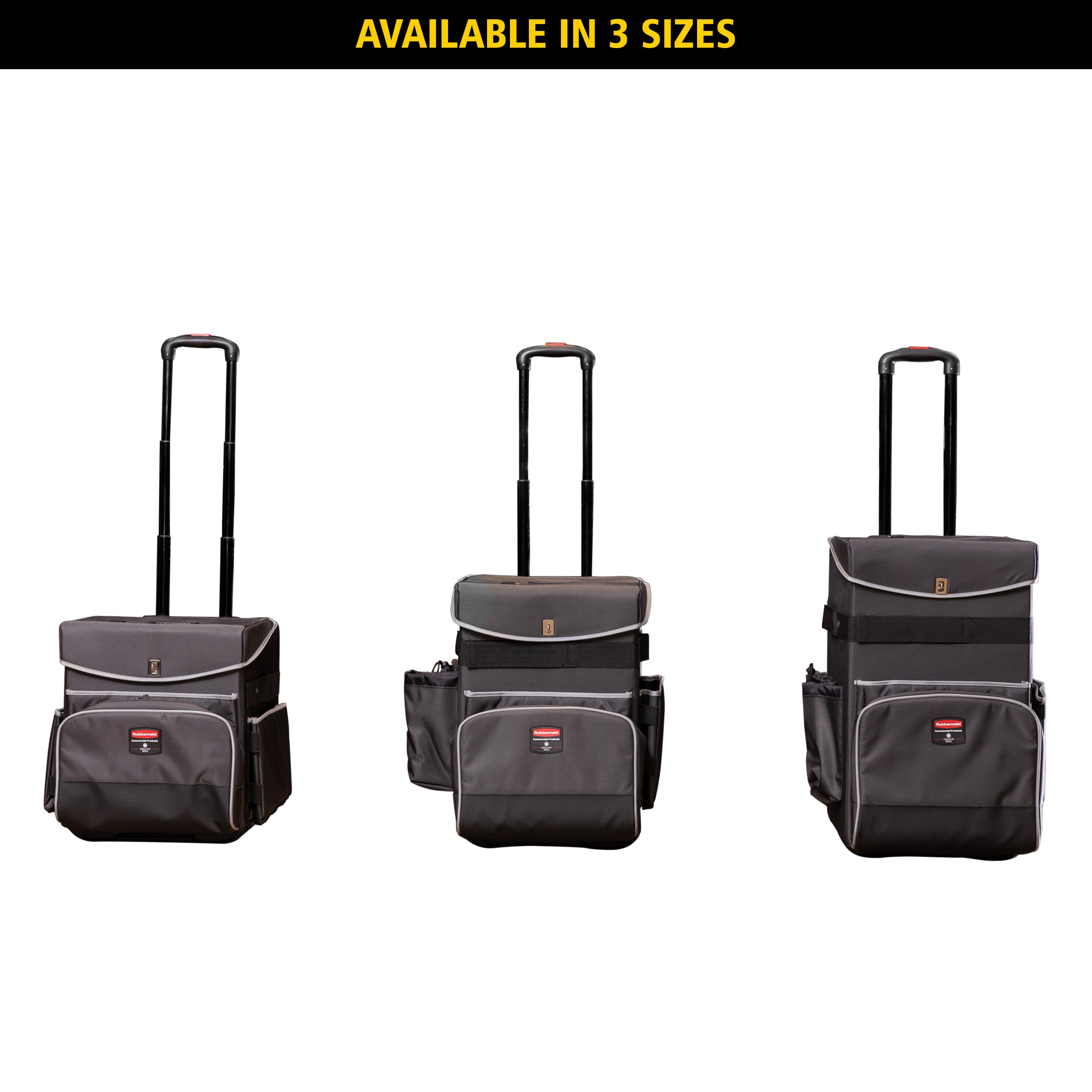 Der Quick-Cart-Mehrzweckwagen der Executive-Serie von Rubbermaid Commercial zählt zu den branchenweit haltbarsten mobilen Wagenlösungen in den Bereichen Hauswirtschaft, Haustechnik und Instandhaltung.