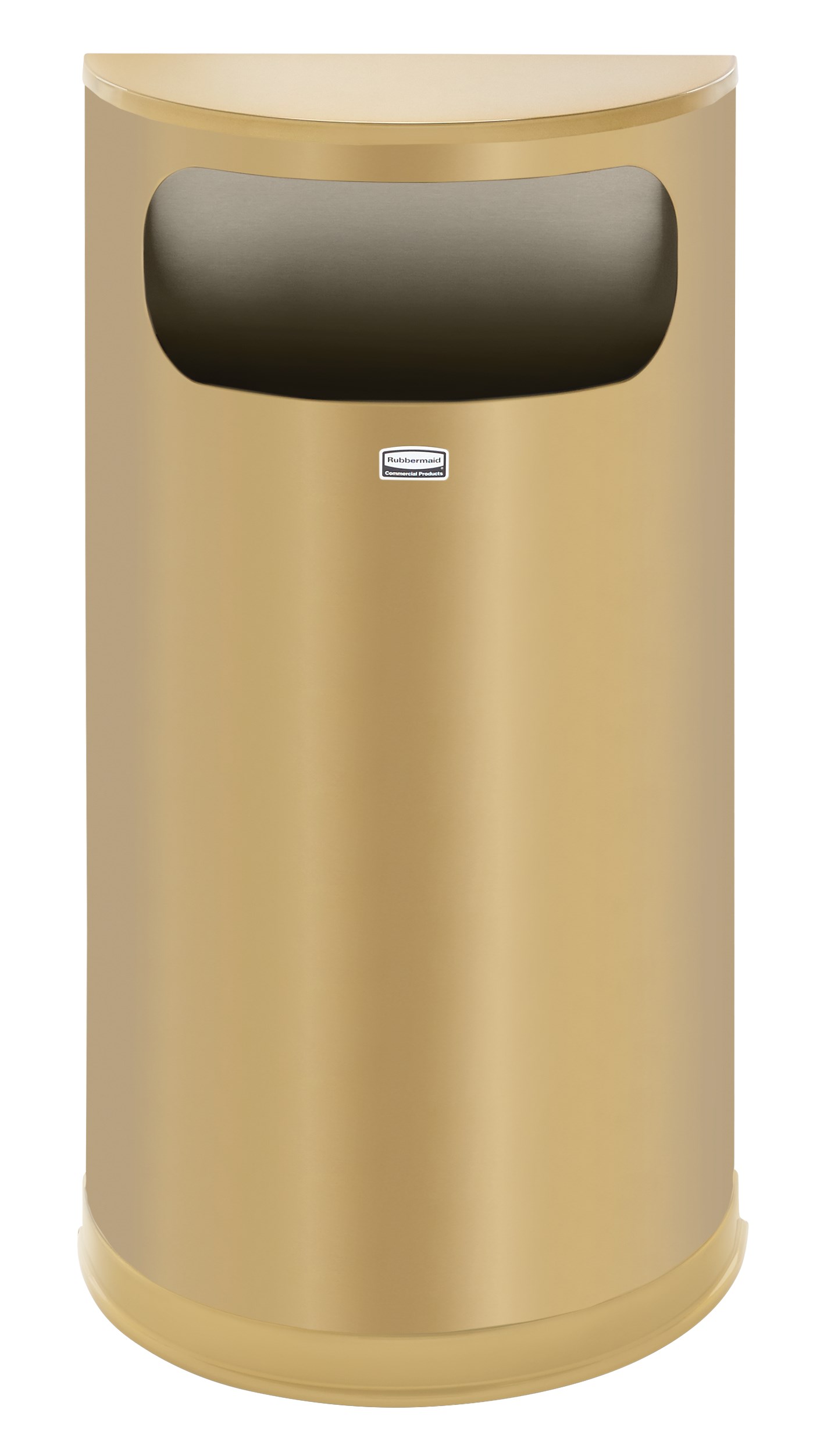 The Half Rounds Series indoor decorative waste container fits flush against walls to conserve space and reduce obstructions in high-traffic areas. The sleek and functional design of this receptacle blends seamlessly with upscale and modern indoor facilities.
